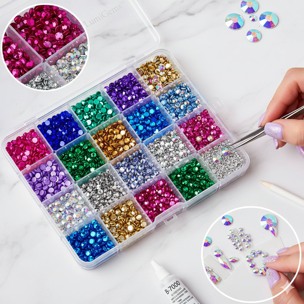 Lunagems™ – 26,000+ Vibrant Resin Rhinestones for Nail Art, Crafts & DIY Designs ⭐️⭐️⭐️⭐️⭐️/4.8